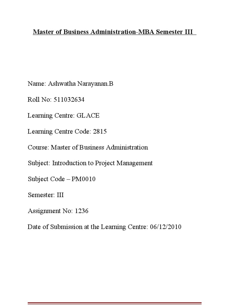 PM0010 - Introduction To Project Management - Cover Page | PDF | Business