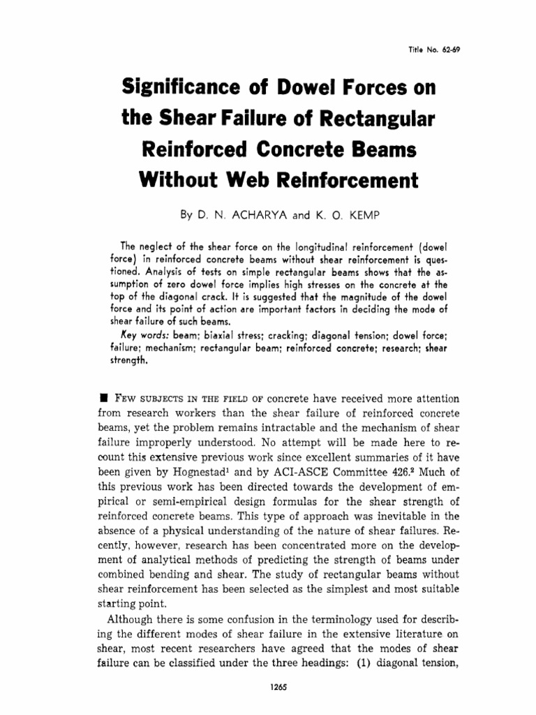 1965 Dowel Action PDF Bending Stress (Mechanics)