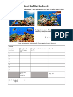 Working Sheet For Coral Reef Biodiversity - Simpsons Index