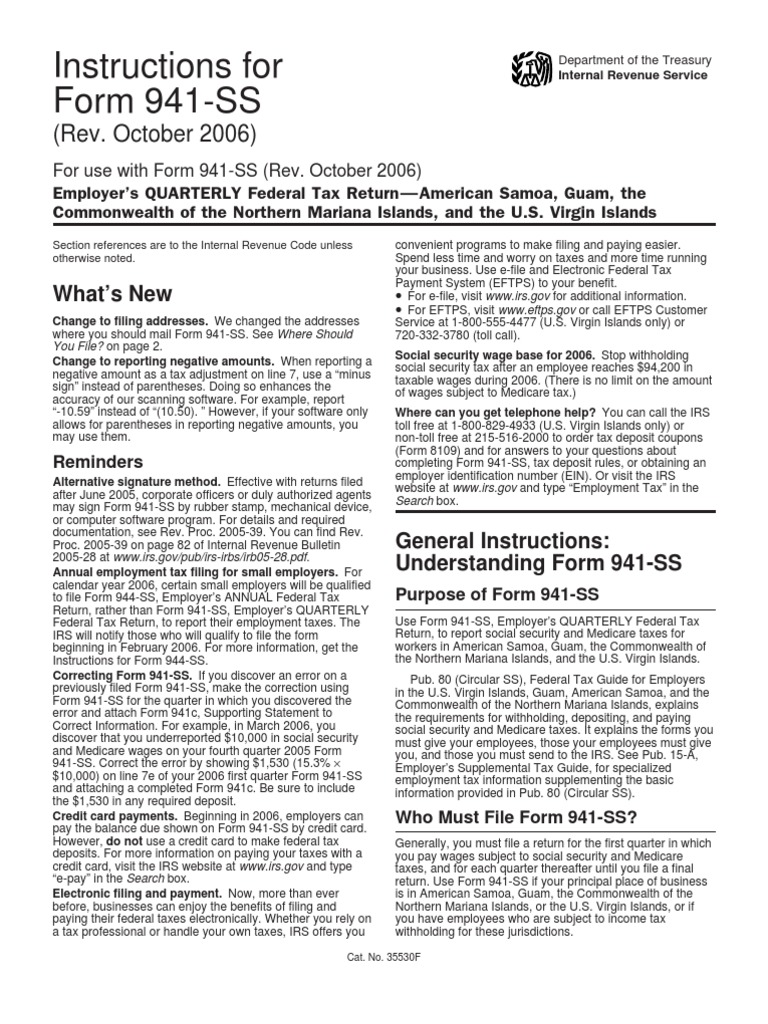 US Internal Revenue Service: I941ss - 2006 | PDF | Social Security ...