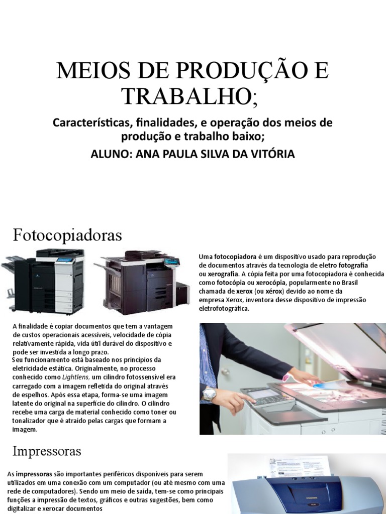 Meios de Produção e Trabalho | PDF | Fotocopiadora | Impressora ...