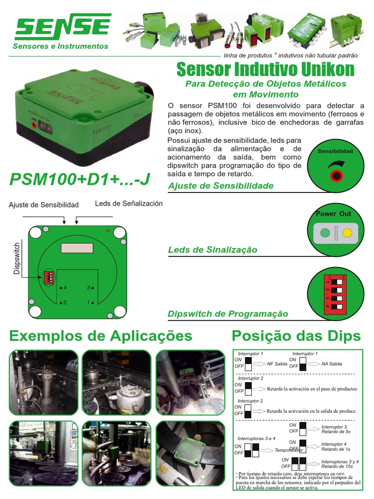 Sensor Indutivo Unikon: PSM100+D1+... - J | PDF | Diodo emissor de luz ...