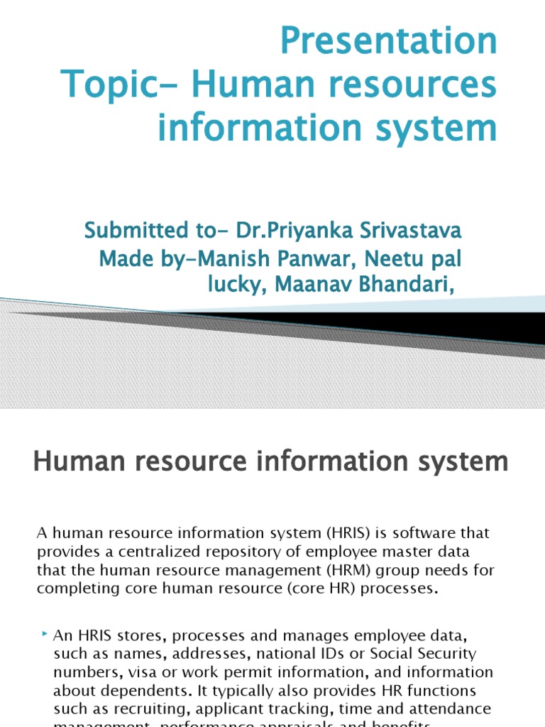 Presentation Topic-Human Resources Information System | PDF | Human ...