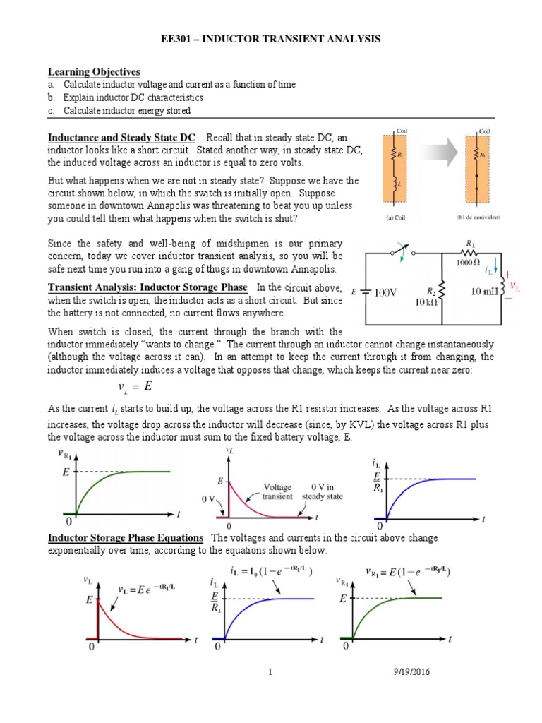 EE301 Lesson 12 Inductor Transients Update PDF Electrical Network