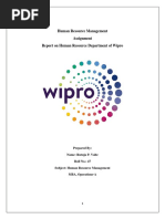 Human Resource Management Assignment Report On Human Resource Department of Wipro