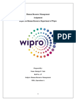 Human Resource Management Assignment Report On Human Resource Department of Wipro