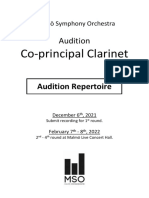 Co-Principal Clarinet: Audition