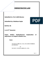 Administrative Law: Submitted To: Prof. Aditi Sharma