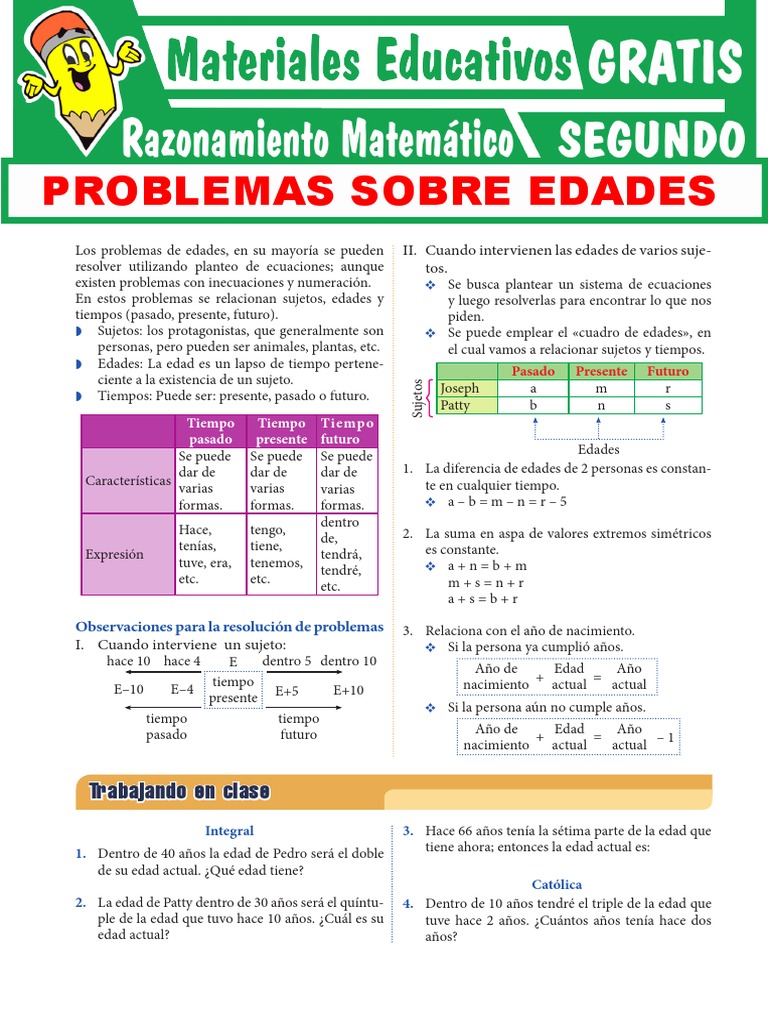 Actividades Con Edades para Segundo Grado de Secundaria Ok | PDF ...