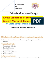 Criteria of Interior Design: TOPIC: Estimation of Stone, Cement Mortar & Concrete Mixing