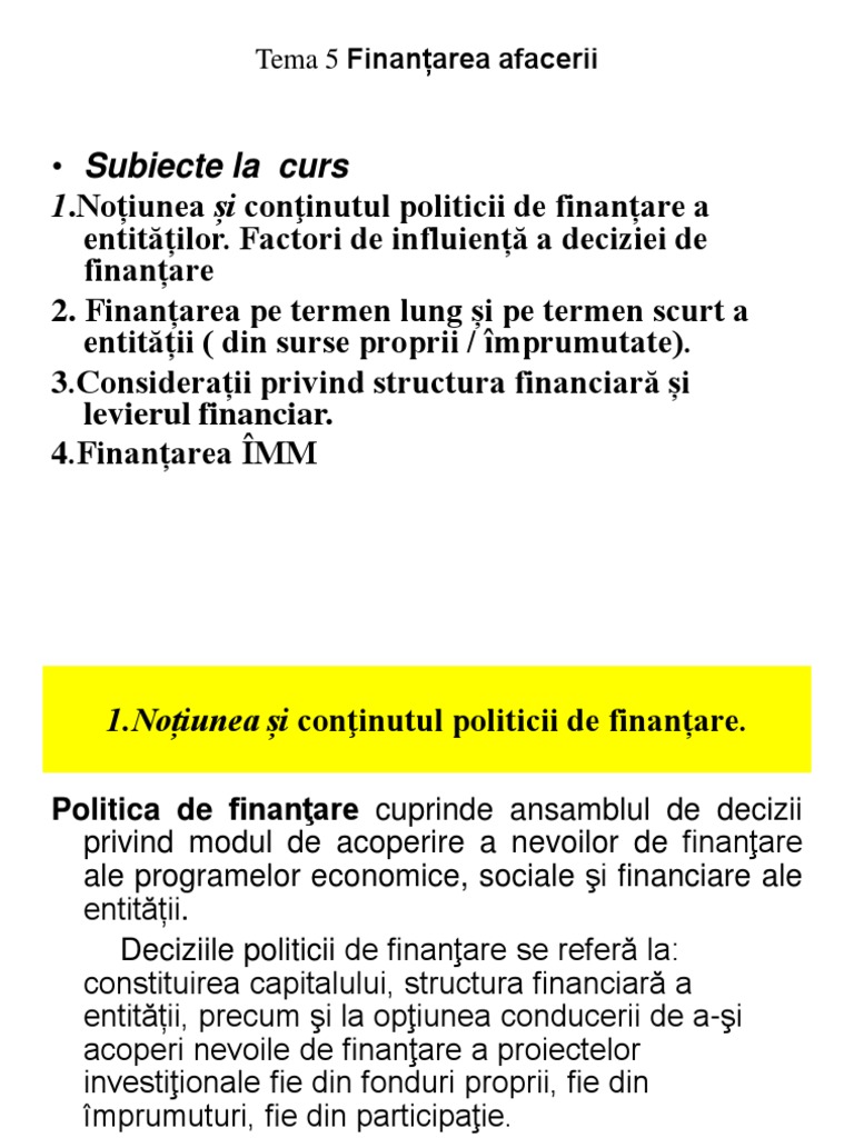 5.2tema Finantare Afacerii. | PDF