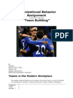 Organizational Behavior Assignment "Team Building": Teams in The Modern Workplace