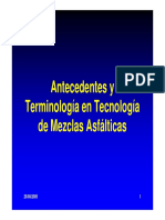 A.- Antecedentes y Terminologia en Tecnología de Mezclas Asfálticas