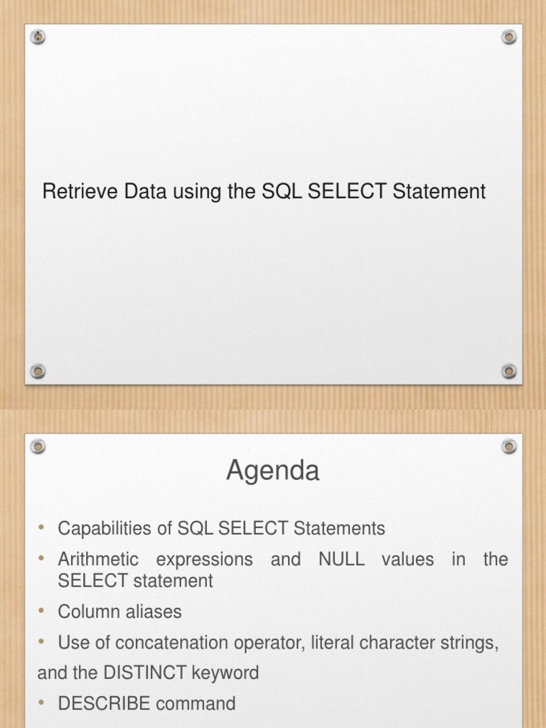 Unit 2 - Retrieve Data Using The SQL SELECT Statement | PDF | Databases ...