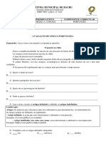 Avaliações escolares de Português, Matemática, História, Geografia e Ciências para o 4o ano B