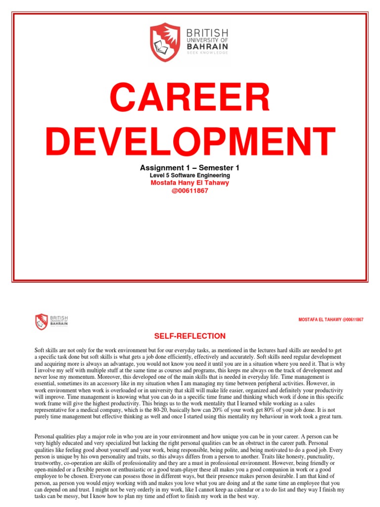 Career Development: Assignment 1 - Semester 1 | PDF | Communication ...