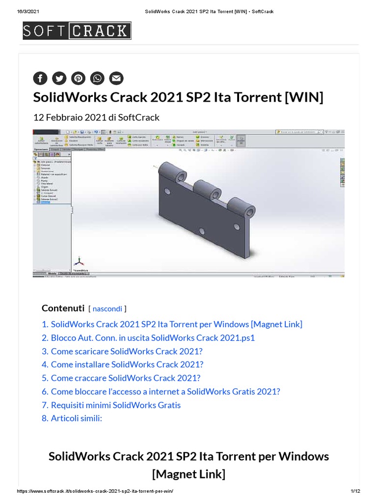 SolidWorks Crack 2021 SP2 Ita Torrent (WIN) SoftCrack PDF