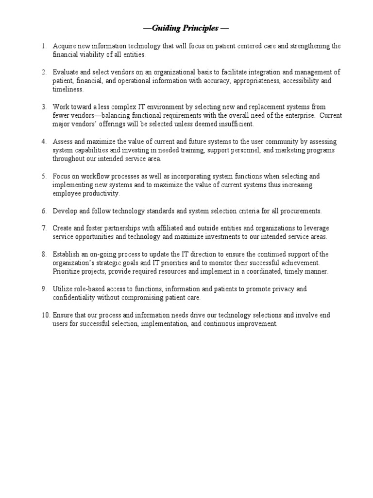 IT Principles for Patient Care Enhancement | PDF