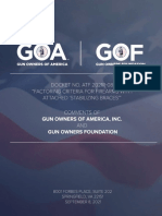 GOA Comments Opposing Docket No. ATF 2021R-08 Factoring Criteria For Firearms With Attached 'Stabilizing Braves