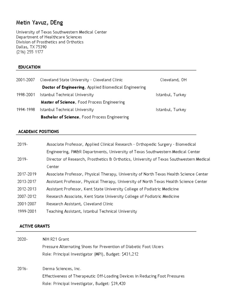 Biomedical Engineering Expert Profile | PDF | Foot | Physical Therapy