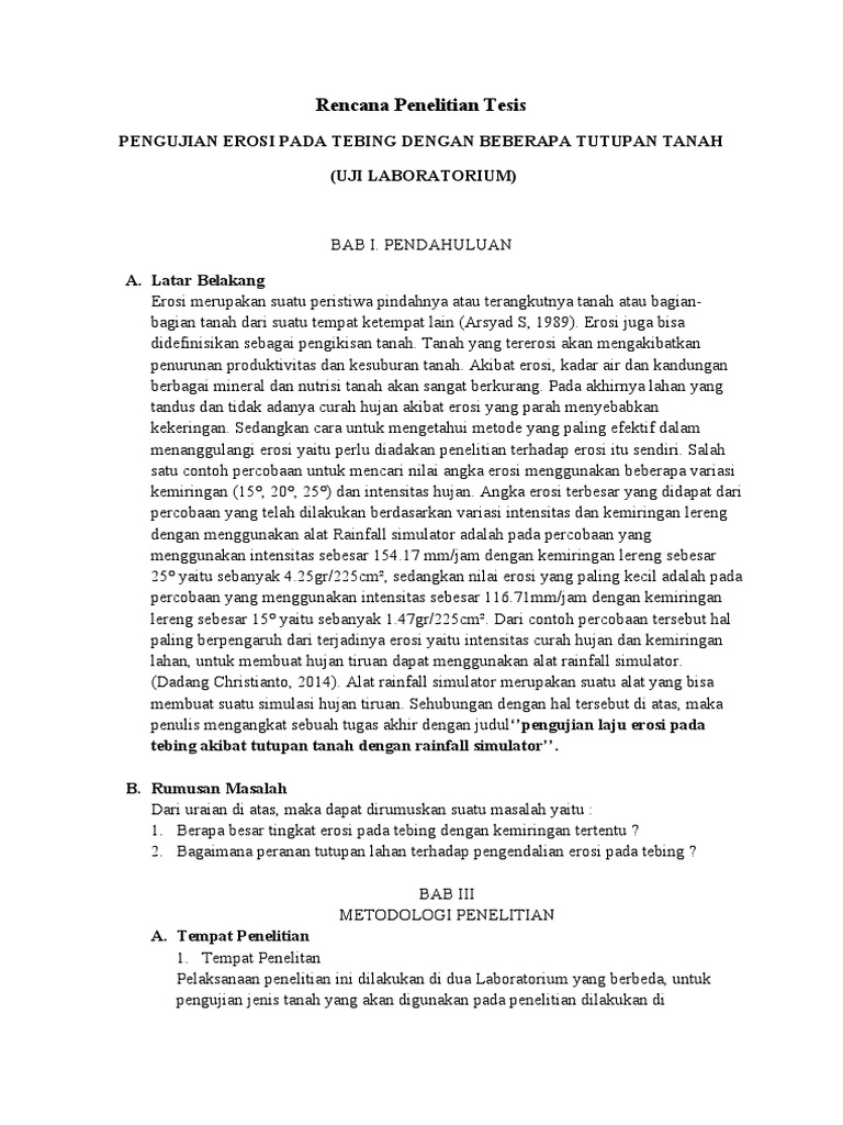 Uji Erosi Tebing dengan Rainfall Simulator | PDF
