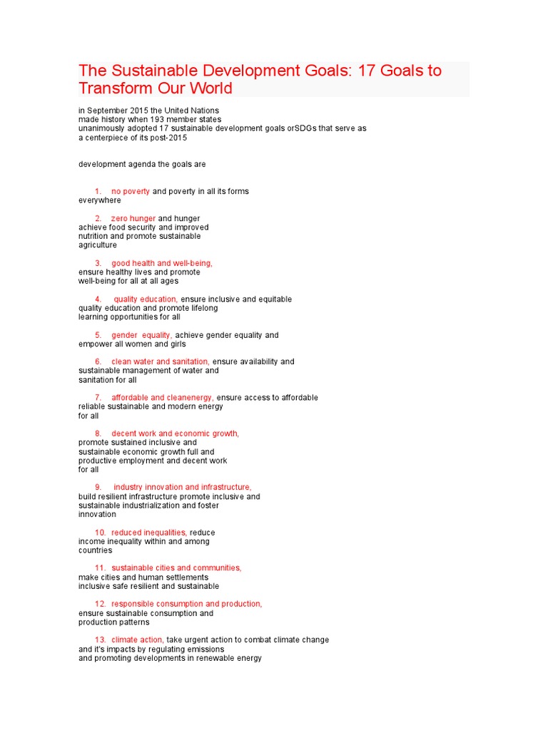 17 Sustainable Development Goals Overview | PDF | Sustainability ...