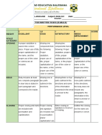 Rubric For Written Tasks (E-Mails) : Performance Level 2 Excellent 1,5 Good 1 Satisfactory 0 Needs Improvement Score