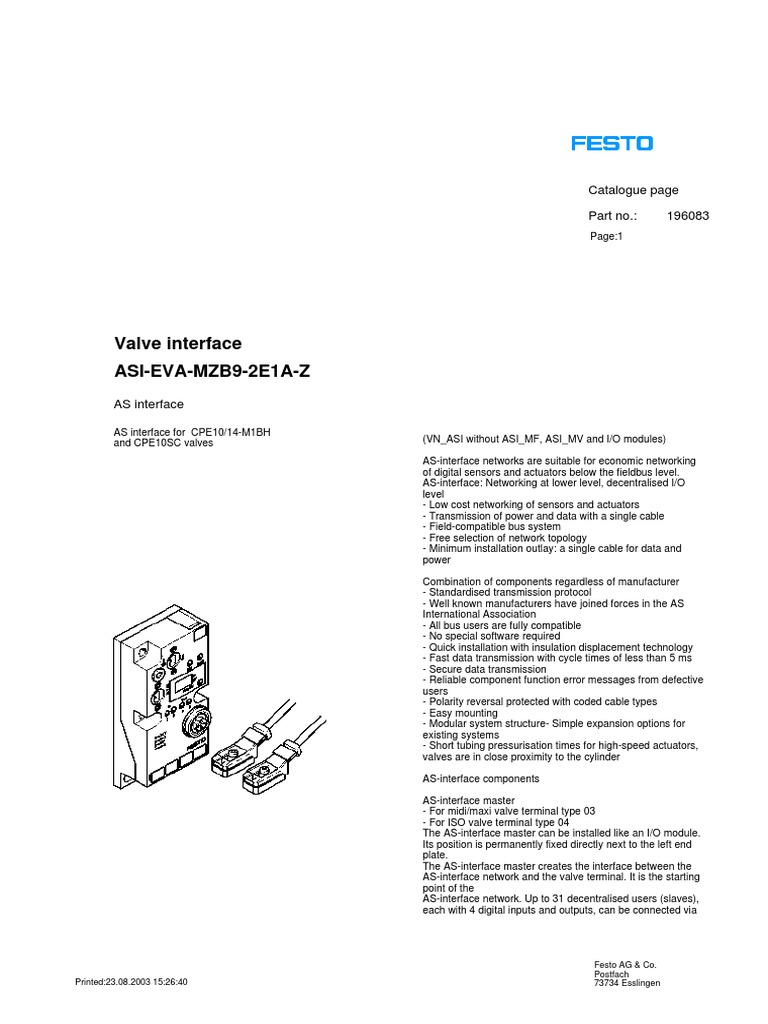ASi Single Valve Connector PDF Electrical Connector Power Supply