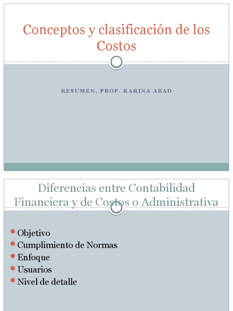 Diferencias entre Contabilidad de Costos y Financiera | PDF | Costo ...