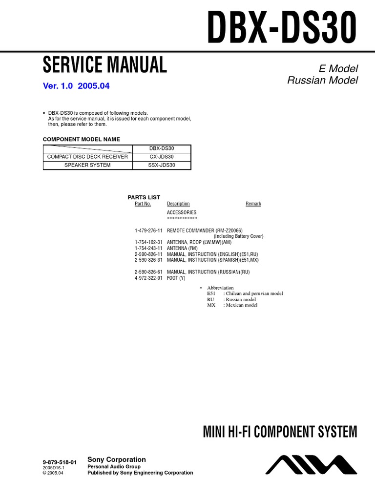 Aiwa Dbxds30 Ver.1.0 Mini Hifi System PDF Frequency Modulation