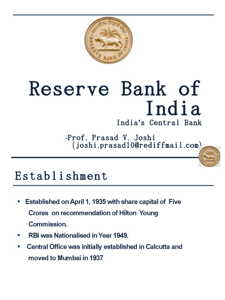 RBI Overview for Finance Students | PDF | Reserve Bank Of India ...