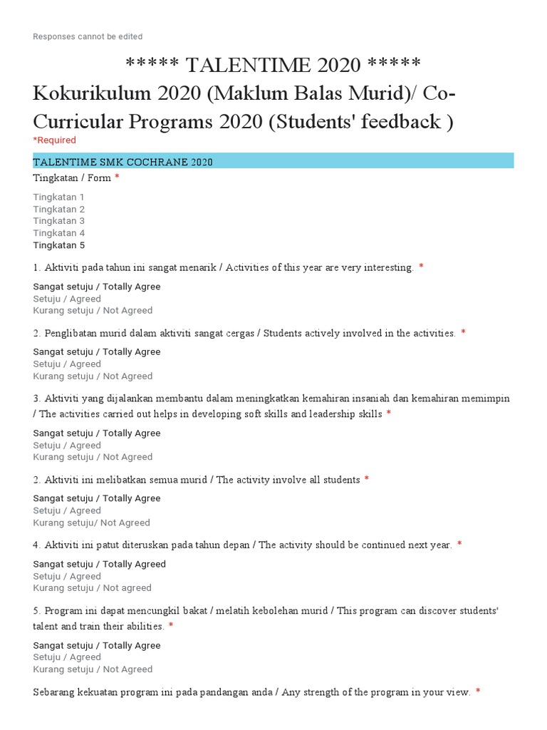 Ulasan Talentime 2020 SMK Cochrane | PDF
