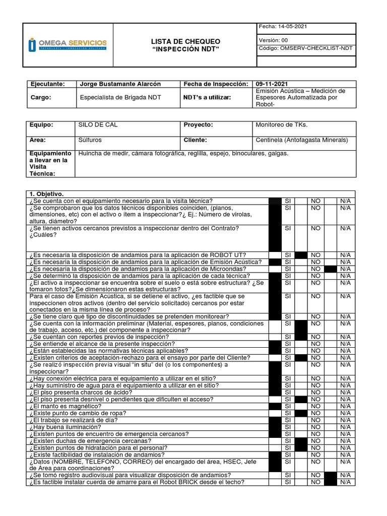 Check List Silo de Cal | PDF