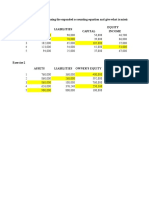 Exercise 1 Analyze The Data Using The Expanded Accounting Equation and Give What Is Missing. Assets Liabilities Equity Capital Income