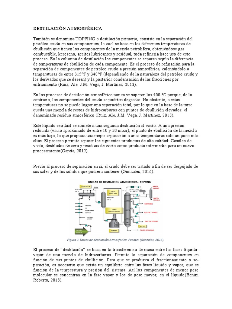Destilación Atmosférica y Al Vacío PDF Destilación Petróleo