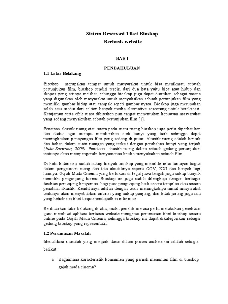 Sistem Reservasi Tiket Bioskop Online | PDF
