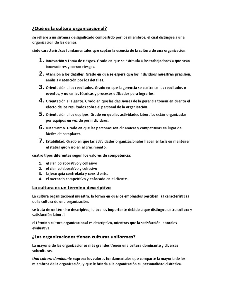Características y Tipos de Cultura Organizacional | PDF | Socialización ...