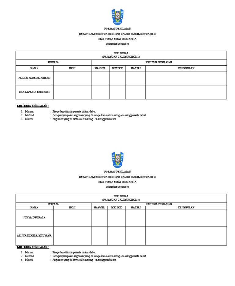 Format Penilaian Debat Pdf