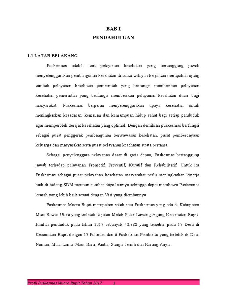 Profil Puskesmas Muara Rupit 2017 | PDF
