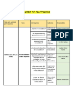 MATRIZ DE CONTENIDOS de Competencia Comunicativa 