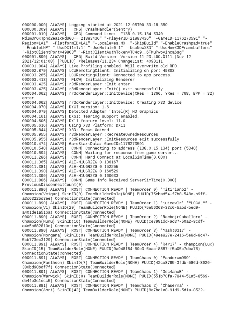 Game Connection Log Analysis | PDF | Software | Computer Hardware