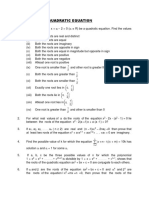 Quadratic Equation Practice Sheet