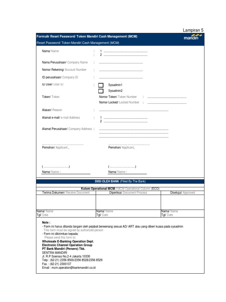 Lampiran 5 FORM RESET PASSWORD MCM FINAL | PDF