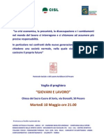 Locandina Veglia Giovani e Lavoro 10 Maggio