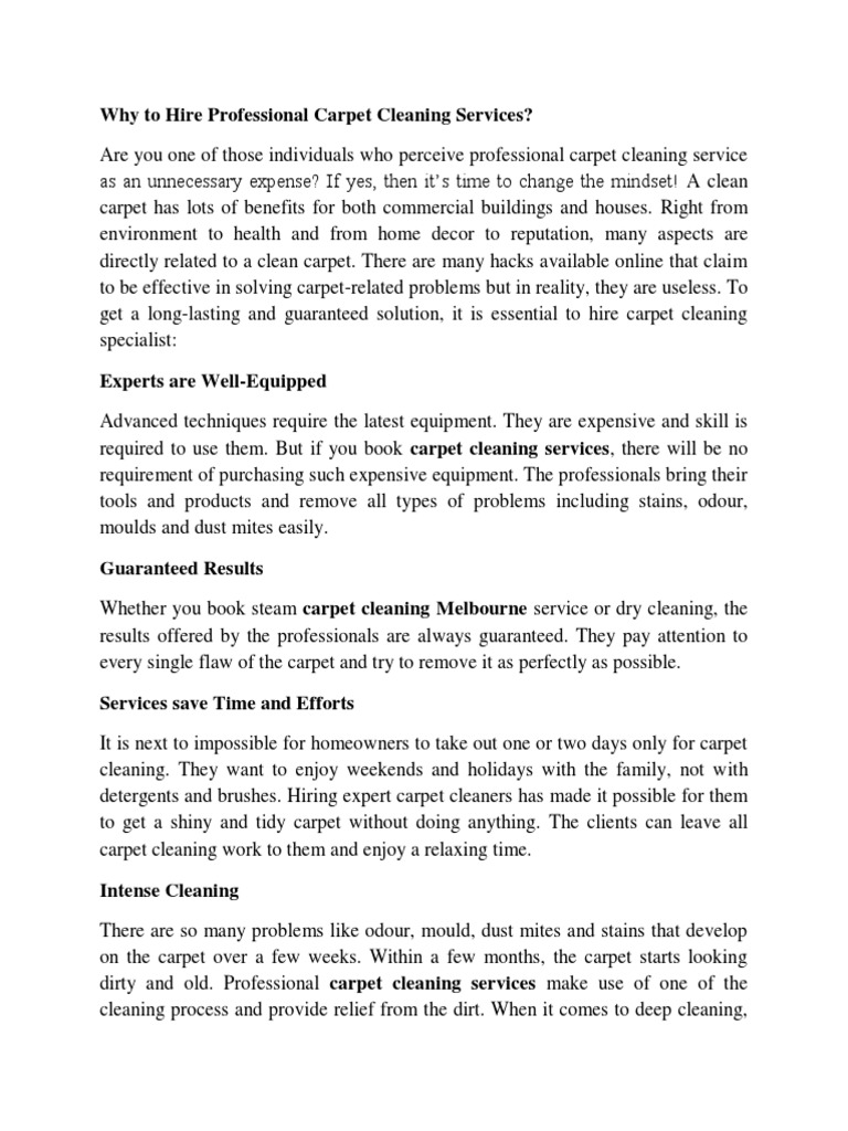Benefits of Professional Carpet Cleaning | PDF