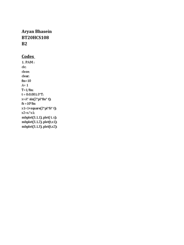 MATLAB Signal Processing Codes | PDF | Modulation | Information Age