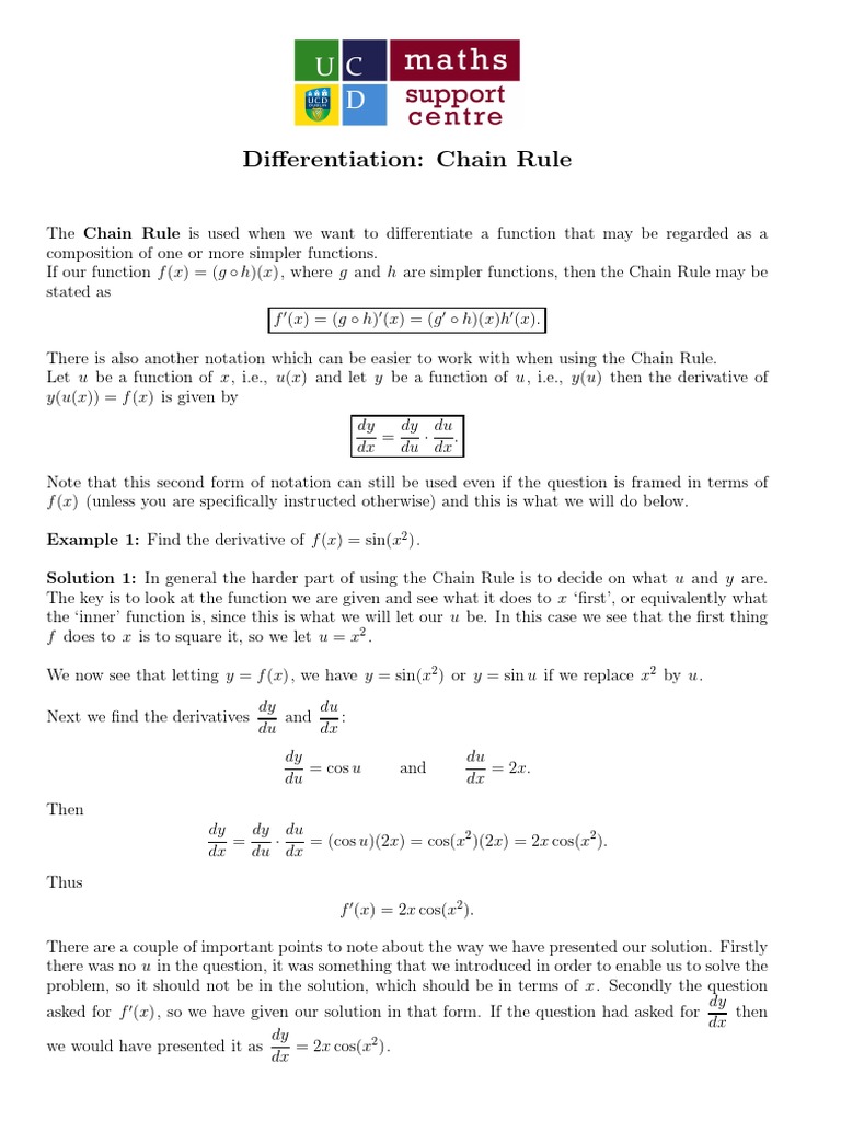 Chain Rule Differentiation Explained | PDF | Derivative | Mathematical ...