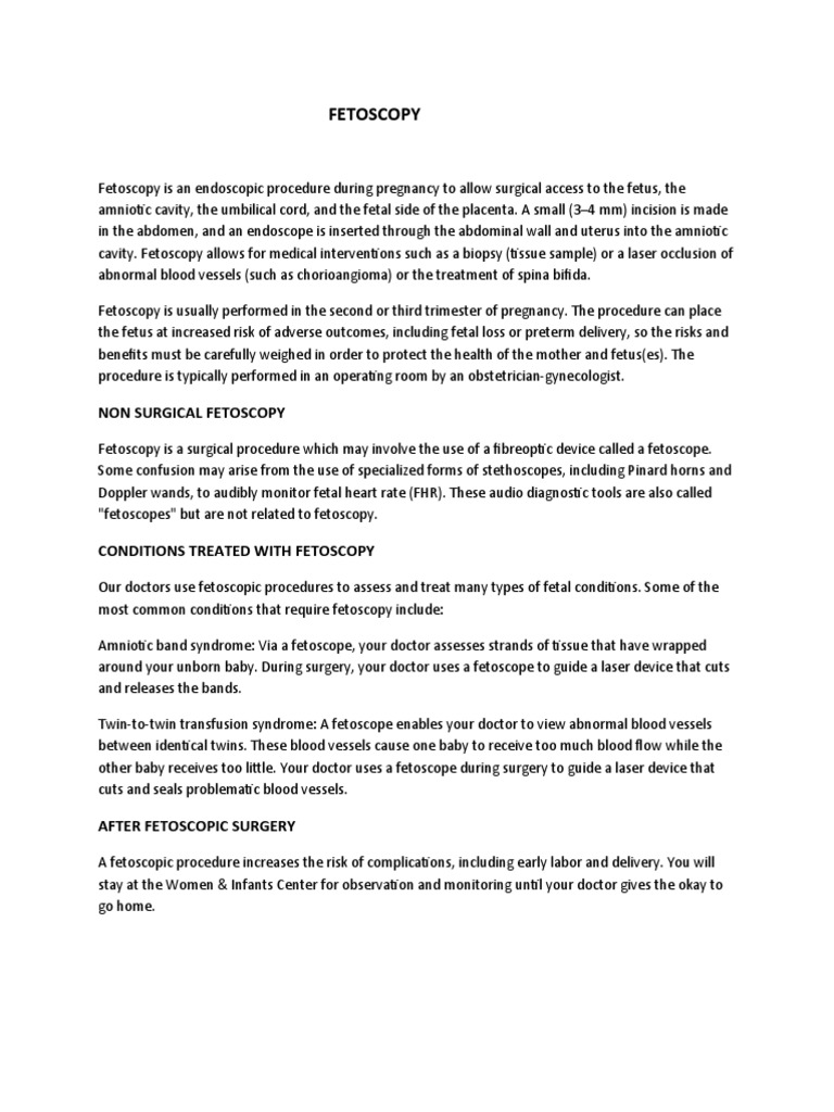 An Overview of Fetoscopy Procedures Uses, Risks, and PostOperative