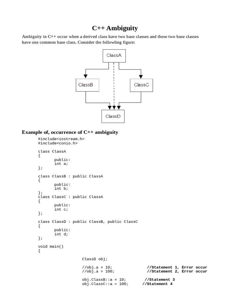 Ambiguity | PDF | C++ | Inheritance (Object Oriented Programming)