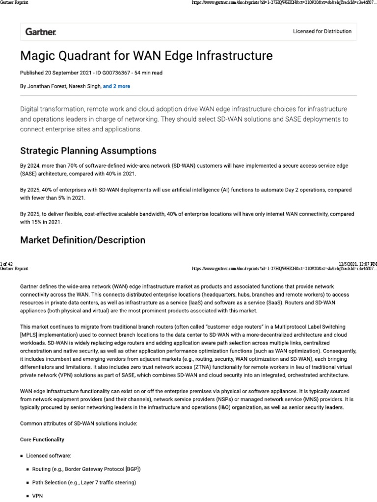 Magic Quadrant For Wan Edge : Gartner Magic Quadrant for WAN Edge ...